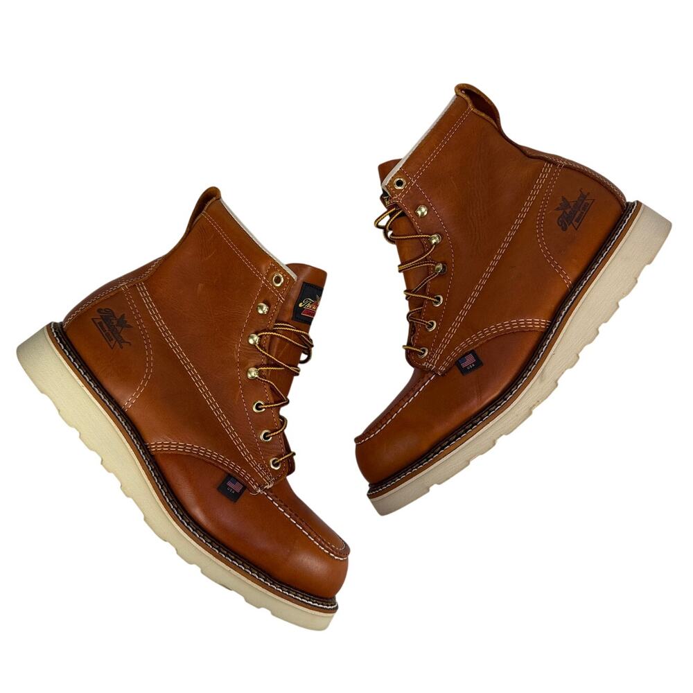 Thorogood Work Boots Steel Toe 6" Shaft Mens 10.5 D Tobacco Leather 804-4200